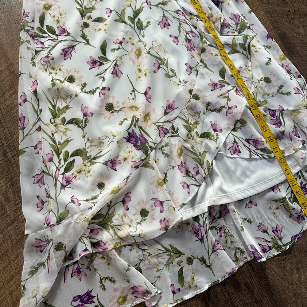 Women's Jessica Howard White Purple Floral High Low Dress Size 6 - Picture 10 of 14